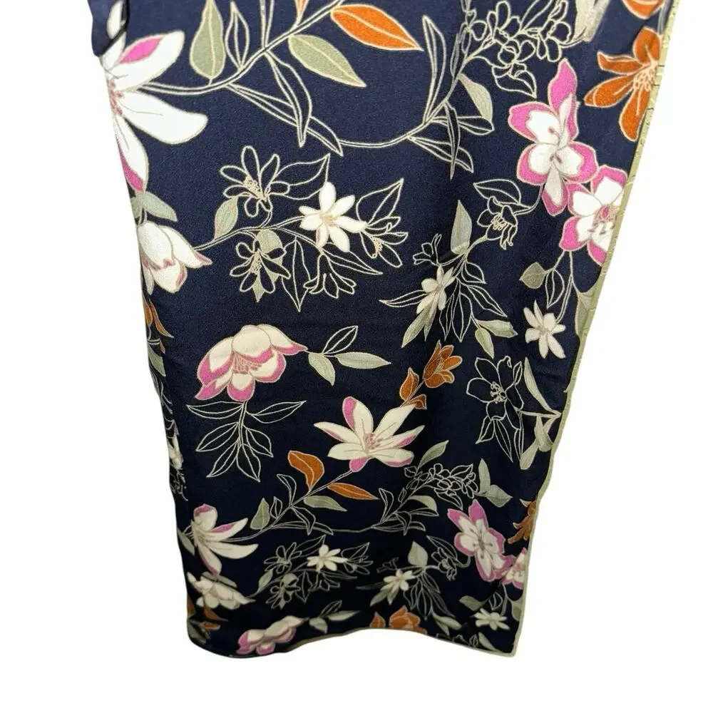 Blu Pepper Navy Floral Jumpsuit Boho Tie Waist Wide Leg Size Large